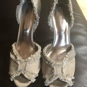 Silver BCBG Freyed Heels. Size 6